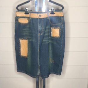 FUBU Vintage Denim & Faux Leather Skirt Sz 11/12